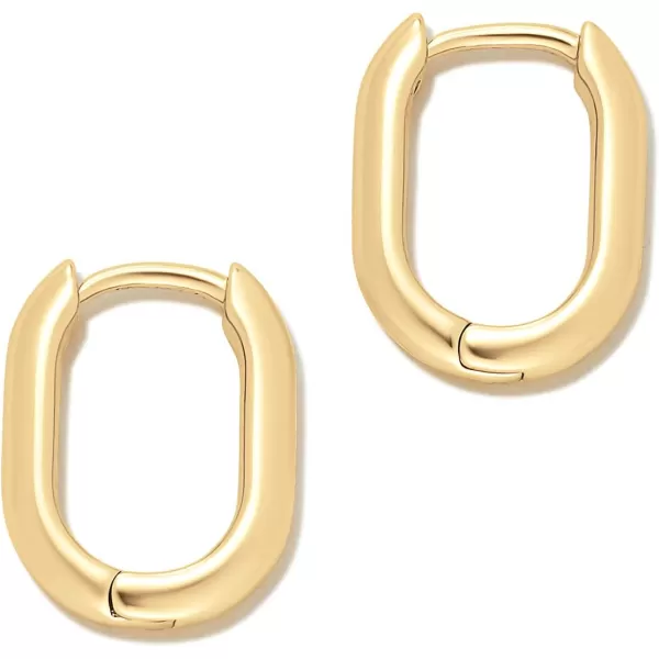 Amazon Essentials 14k Gold Plated or Silver Plated Modern Oval Hoop EarringsYellow Gold