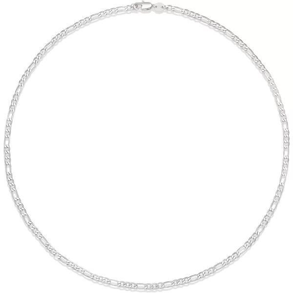 Amazon Essentials 14k Gold or Sterling Silver Plated Figaro Chain 16 18 20 or 24Silver 18 4 mm