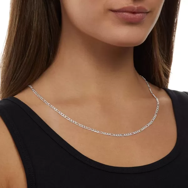 Amazon Essentials 14k Gold or Sterling Silver Plated Figaro Chain 16 18 20 or 24Silver 18 4 mm