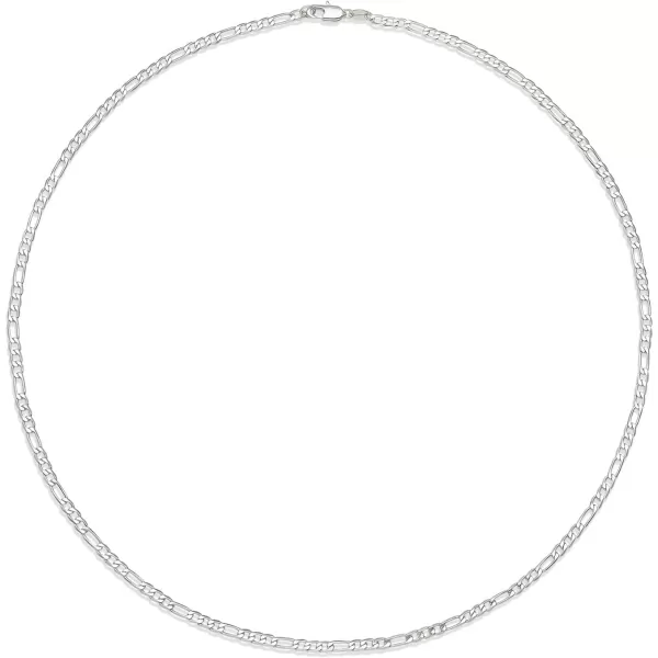 Amazon Essentials 14k Gold or Sterling Silver Plated Figaro Chain 16 18 20 or 24Silver 20 4 mm