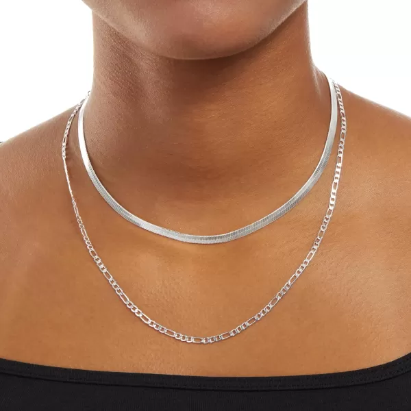 Amazon Essentials 14k Gold or Sterling Silver Plated Figaro Chain 16 18 20 or 24Silver 20 4 mm