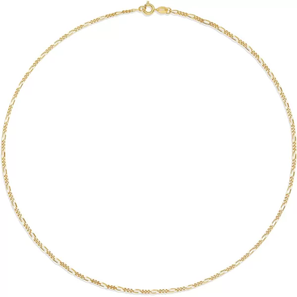 Amazon Essentials 14k Gold or Sterling Silver Plated Figaro Chain 16 18 20 or 24Yellow Gold 18 2 mm
