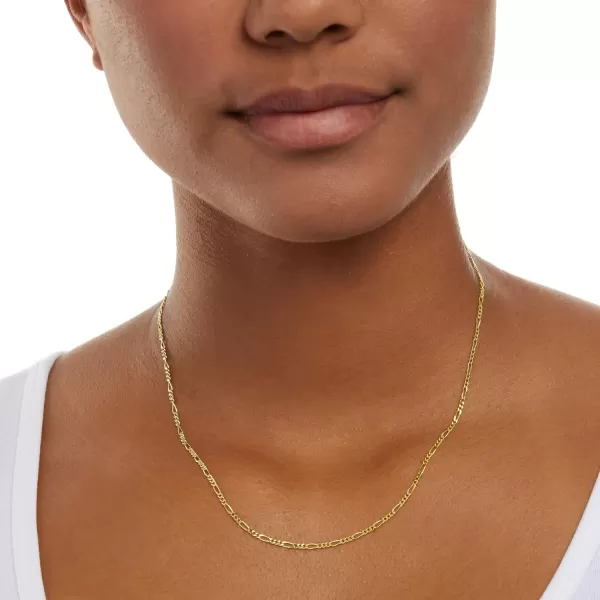 Amazon Essentials 14k Gold or Sterling Silver Plated Figaro Chain 16 18 20 or 24Yellow Gold 18 2 mm
