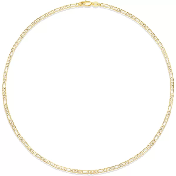 Amazon Essentials 14k Gold or Sterling Silver Plated Figaro Chain 16 18 20 or 24Yellow Gold 18 4 mm