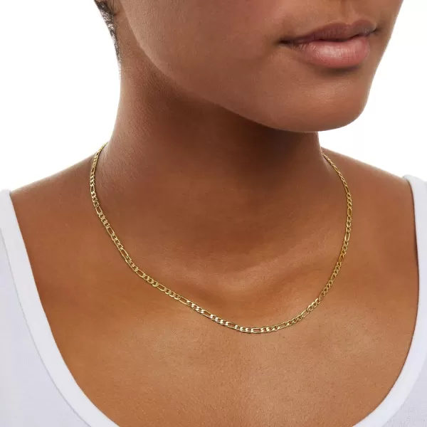 Amazon Essentials 14k Gold or Sterling Silver Plated Figaro Chain 16 18 20 or 24Yellow Gold 18 4 mm