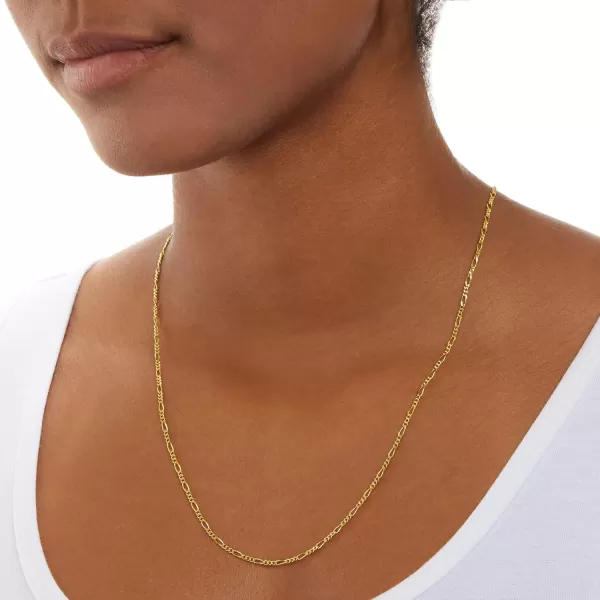 Amazon Essentials 14k Gold or Sterling Silver Plated Figaro Chain 16 18 20 or 24Yellow Gold 20 2 mm