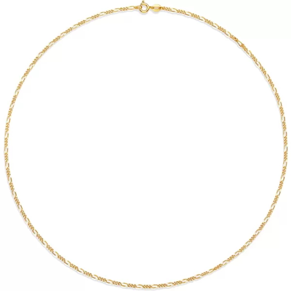 Amazon Essentials 14k Gold or Sterling Silver Plated Figaro Chain 16 18 20 or 24Yellow Gold 20 2 mm