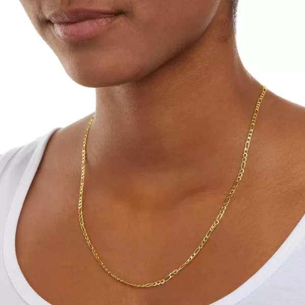 Amazon Essentials 14k Gold or Sterling Silver Plated Figaro Chain 16 18 20 or 24Yellow Gold 20 4 mm