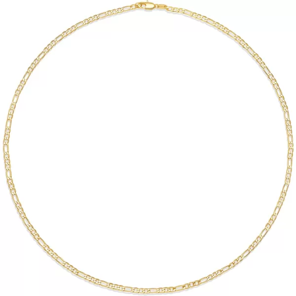 Amazon Essentials 14k Gold or Sterling Silver Plated Figaro Chain 16 18 20 or 24Yellow Gold 20 4 mm