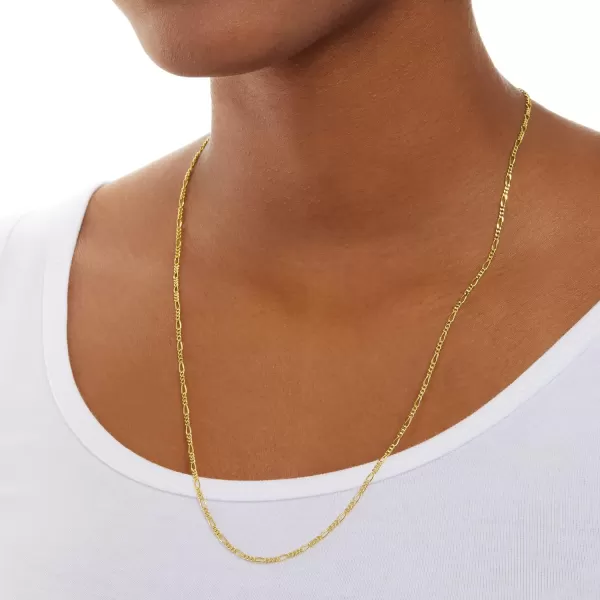 Amazon Essentials 14k Gold or Sterling Silver Plated Figaro Chain 16 18 20 or 24Yellow Gold 24 2 mm