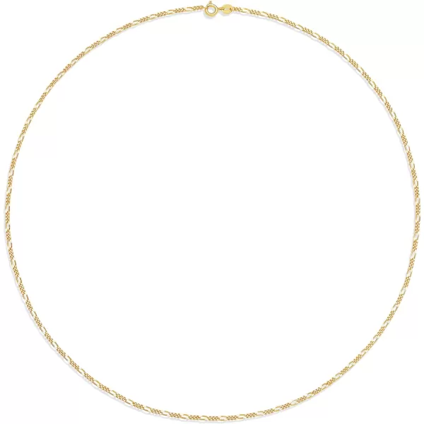 Amazon Essentials 14k Gold or Sterling Silver Plated Figaro Chain 16 18 20 or 24Yellow Gold 24 2 mm