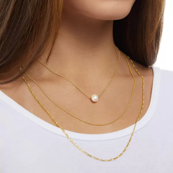 Amazon Essentials 14k Gold or Sterling Silver Plated Figaro Chain 16 18 20 or 24Yellow Gold 24 2 mm