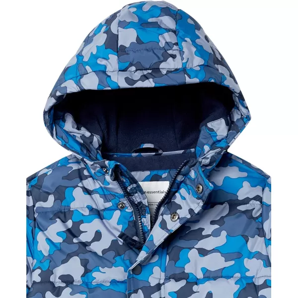 Amazon Essentials Babies Toddlers and Boys Heavyweight Hooded Puffer JacketBlue Camo