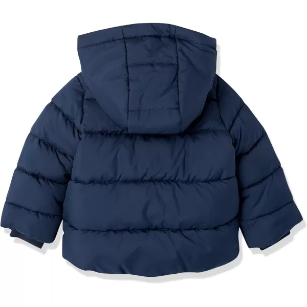 Amazon Essentials Babies Toddlers and Boys Heavyweight Hooded Puffer JacketNavy