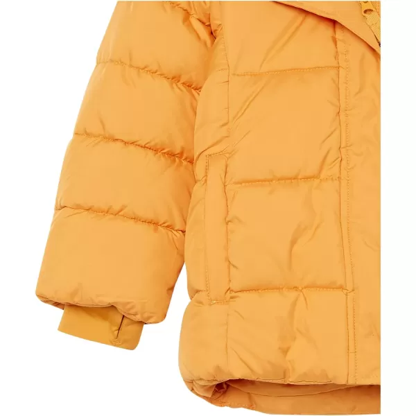 Amazon Essentials Babies Toddlers and Girls Heavyweight Hooded Puffer JacketGolden Yellow