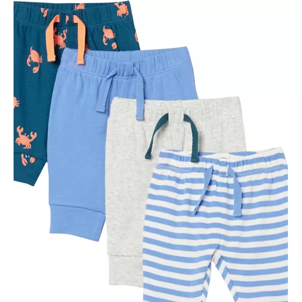 Amazon Essentials Baby Boys Cotton PullOn Pants Multipacks4 Blue Sea Life