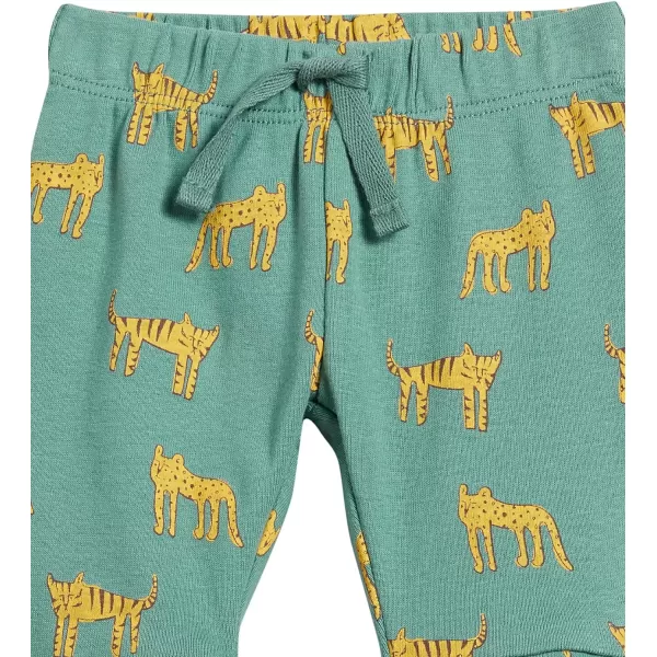 Amazon Essentials Baby Boys Cotton PullOn Pants Multipacks4 Green Jungle