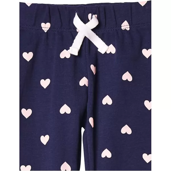 Amazon Essentials Baby Girls Cotton PullOn Pants Multipacks4 Grey HeartsLight PinkNavyPink