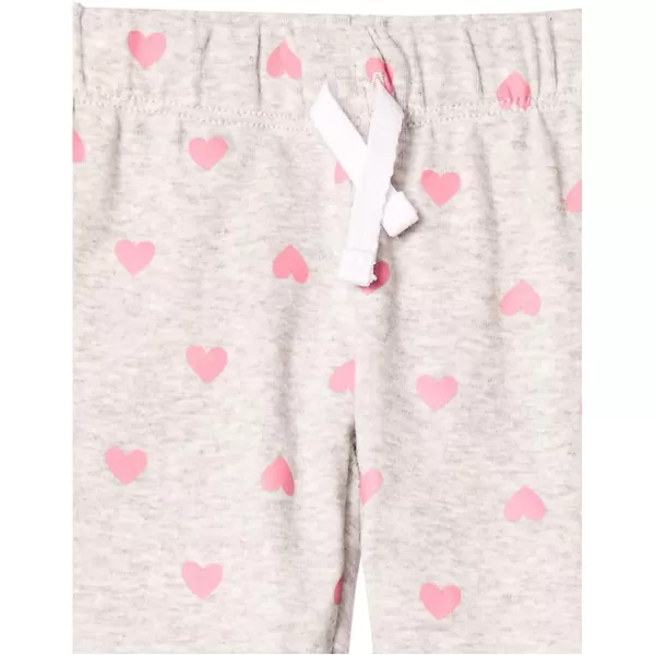 Amazon Essentials Baby Girls Cotton PullOn Pants Multipacks4 Grey HeartsLight PinkNavyPink