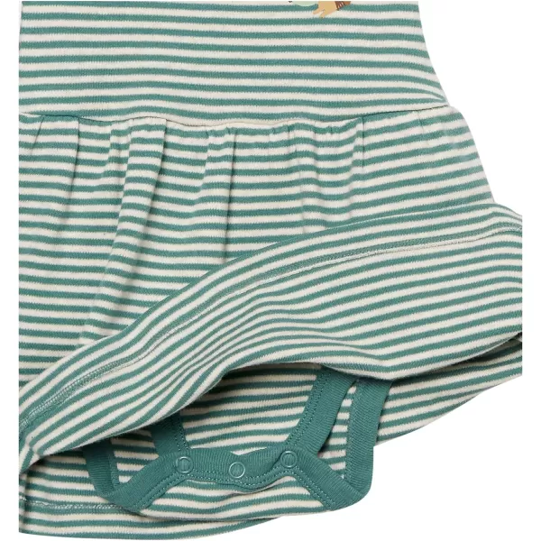 Amazon Essentials Baby Girls ShortSleeve Dress Pack of 3Beige FruitDark GreenStripe