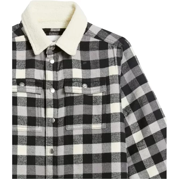 Amazon Essentials Boys Flannel Shirt JacketIvory Buffalo Check