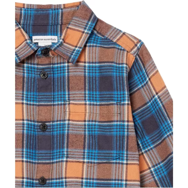 Amazon Essentials Boys and Toddlers Flannel ShirtBlue Orange Plaid