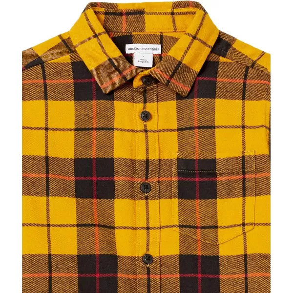 Amazon Essentials Boys and Toddlers Flannel ShirtYellow Plaid