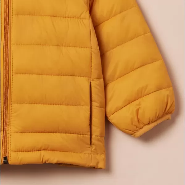 Amazon Essentials Boys and Toddlers Lightweight WaterResistant Packable Hooded Puffer CoatGolden Yellow
