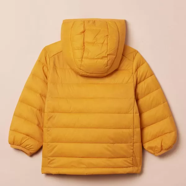 Amazon Essentials Boys and Toddlers Lightweight WaterResistant Packable Hooded Puffer CoatGolden Yellow