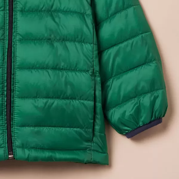 Amazon Essentials Boys and Toddlers Lightweight WaterResistant Packable Hooded Puffer CoatGreen