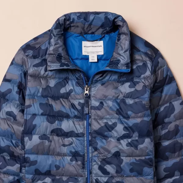 Amazon Essentials Boys and Toddlers Lightweight WaterResistant Packable Puffer JacketBlue Camo
