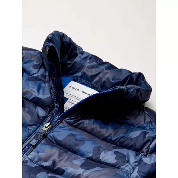 Amazon Essentials Boys and Toddlers Lightweight WaterResistant Packable Puffer JacketBlue Camo