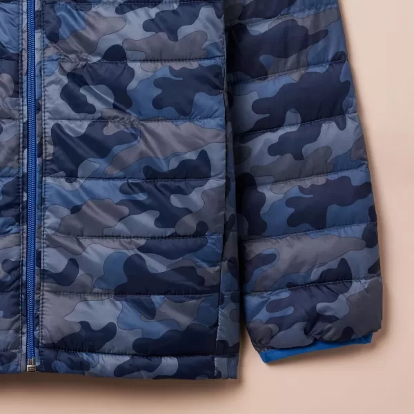 Amazon Essentials Boys and Toddlers Lightweight WaterResistant Packable Puffer JacketBlue Camo