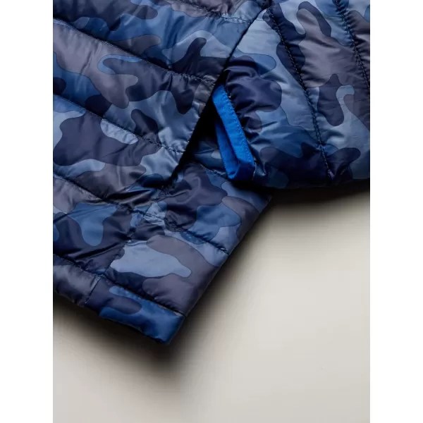 Amazon Essentials Boys and Toddlers Lightweight WaterResistant Packable Puffer JacketBlue Camo