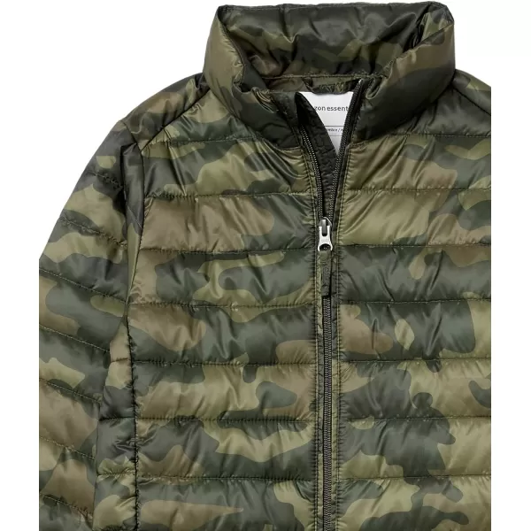 Amazon Essentials Boys and Toddlers Lightweight WaterResistant Packable Puffer JacketOlive Camo