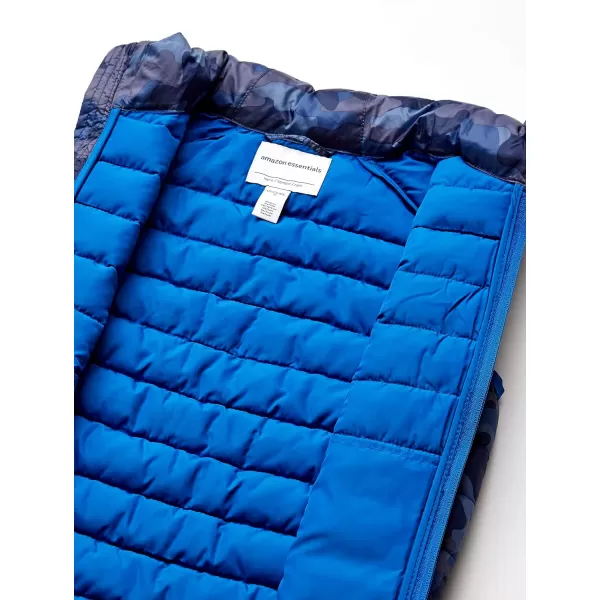 Amazon Essentials Boys and Toddlers Lightweight WaterResistant Packable Puffer VestBlue Camo