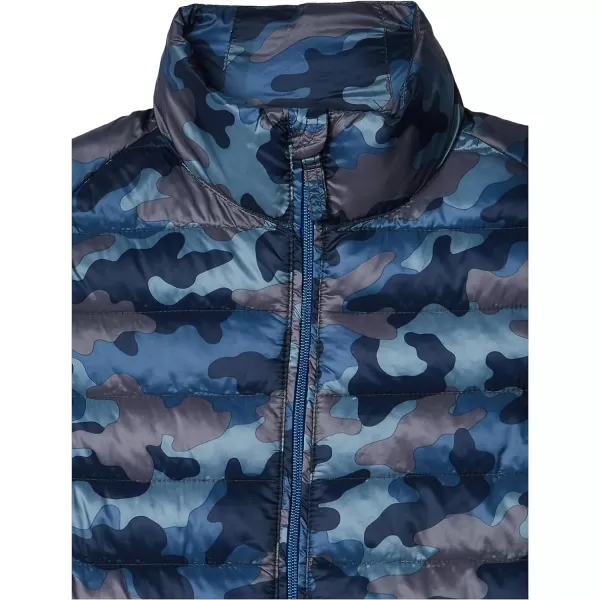 Amazon Essentials Boys and Toddlers Lightweight WaterResistant Packable Puffer VestBlue Camo