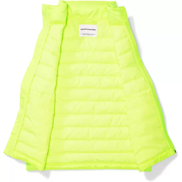 Amazon Essentials Boys and Toddlers Lightweight WaterResistant Packable Puffer VestNeon Yellow