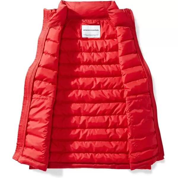 Amazon Essentials Boys and Toddlers Lightweight WaterResistant Packable Puffer VestRed