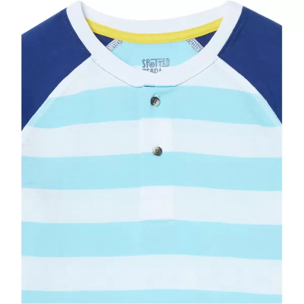 Amazon Essentials Boys and Toddlers LongSleeve Henley TShirts Previously Spotted Zebra Multipacks3 Blue Rugby StripeGrey GeometricWhite Skate