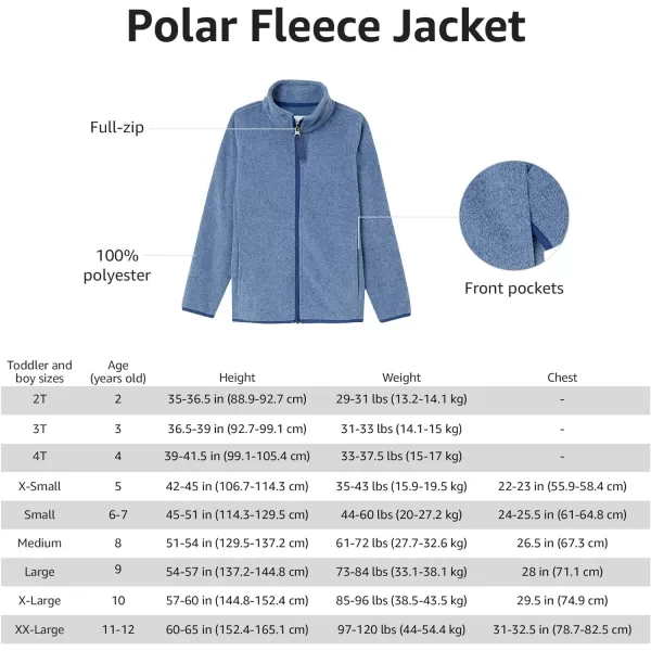 Amazon Essentials Boys and Toddlers Polar Fleece FullZip Mock JacketPolyester BlackBlue