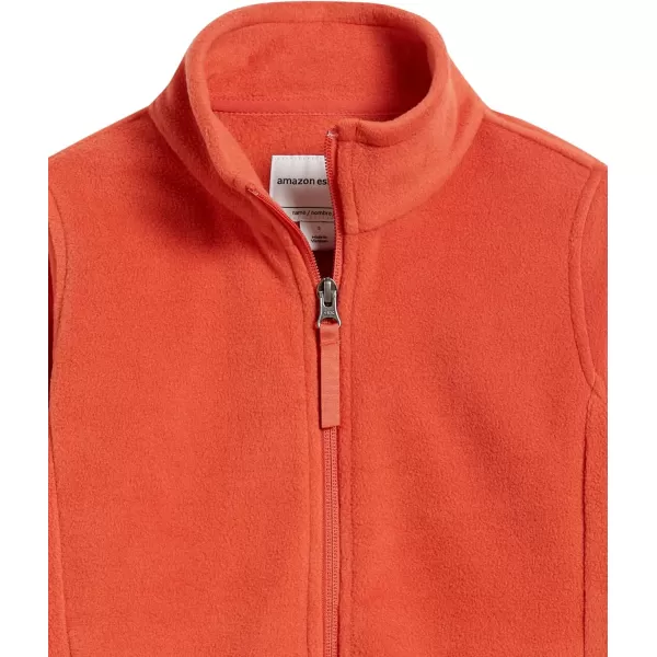 Amazon Essentials Boys and Toddlers Polar Fleece FullZip Mock JacketPolyester Bright Orange