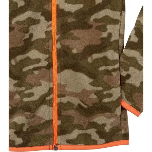 Amazon Essentials Boys and Toddlers Polar Fleece FullZip Mock JacketPolyester Green Orange Camo Print