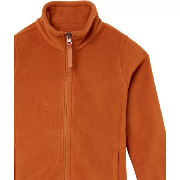 Amazon Essentials Boys and Toddlers Polar Fleece FullZip Mock JacketPolyester Rust Orange