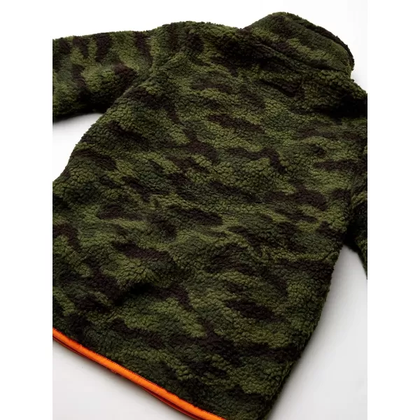 Amazon Essentials Boys and Toddlers Polar Fleece Lined Sherpa FullZip JacketGreen Camo