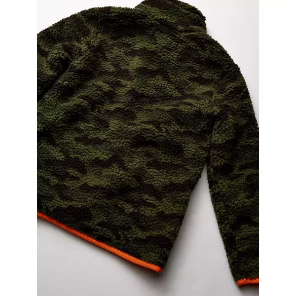 Amazon Essentials Boys and Toddlers Polar Fleece Lined Sherpa QuarterZip JacketGreen Camo