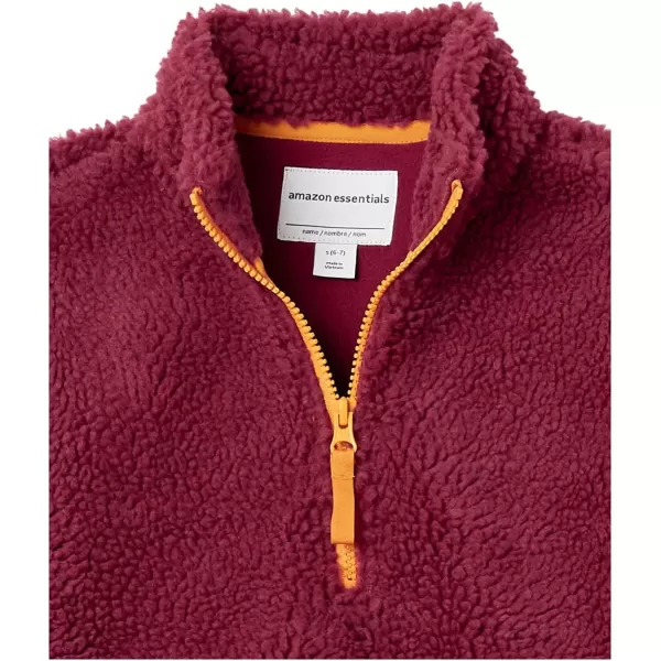 Amazon Essentials Boys and Toddlers Polar Fleece Lined Sherpa QuarterZip JacketMaroon