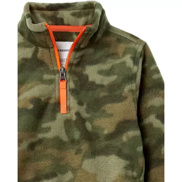 Amazon Essentials Boys and Toddlers Polar Fleece QuarterZip Pullover JacketPolyester Green Camouflage