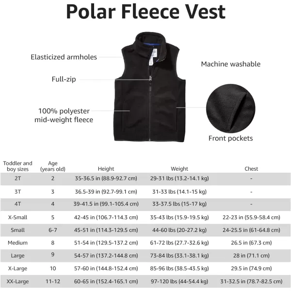 Amazon Essentials Boys and Toddlers Polar Fleece VestPolyester Black