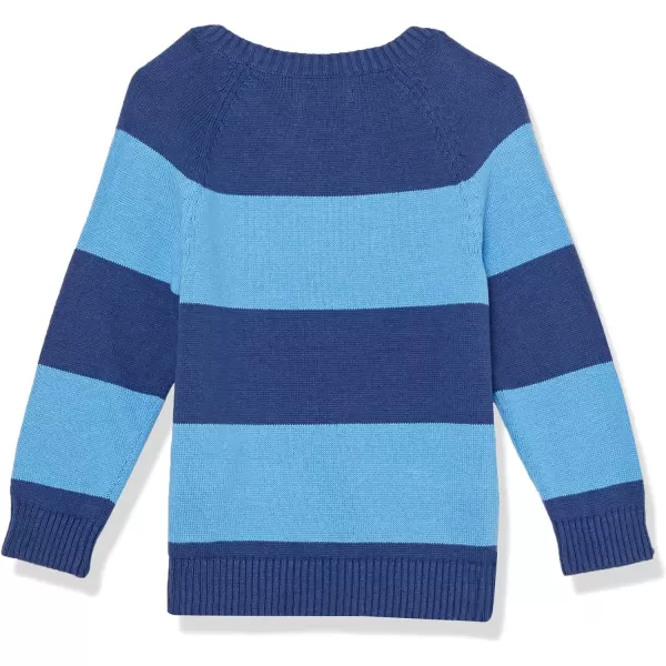 Amazon Essentials Boys and Toddlers Pullover Crewneck SweaterBlue Stripe